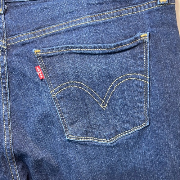 Levis Womens 515 Bootcut Jeans Dark Blue Denim Wash Mid Rise Zip Stretch Size 14 - Picture 10 of 14